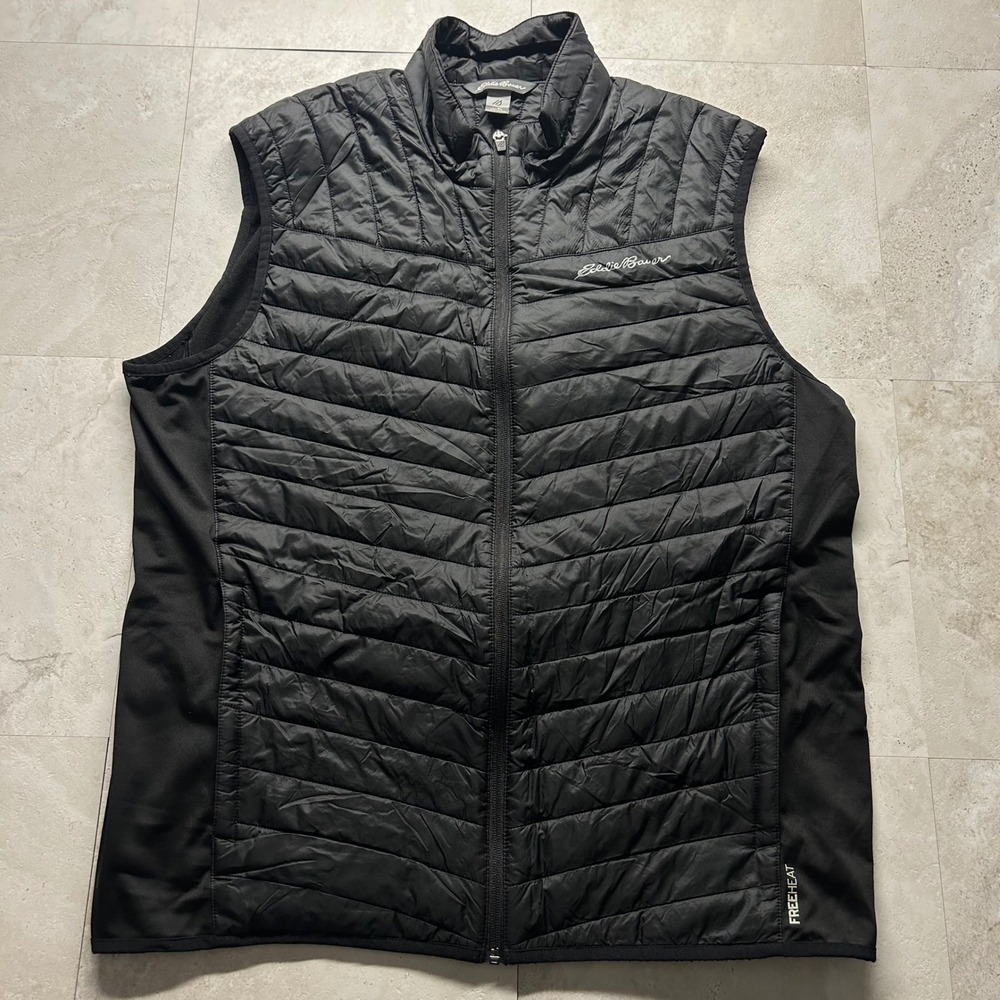Eddie Bauer FreeHeat Primaloft Vest Black Mens XL Hybrid Quilted Puffer Hiking